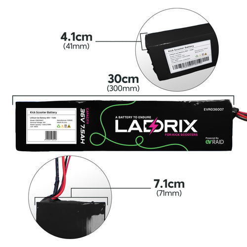 LADRIX Lithium Battery for Kick Scooters 36V — 7.5Ah